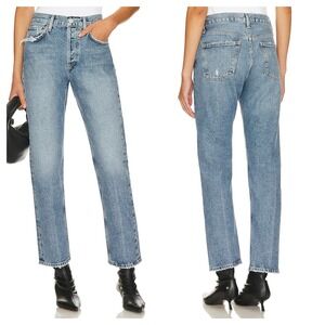 Agolde Parker Long Straight Jean in Invention 30 Distressed Medium Wash